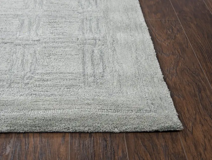 Gray And Dark Gray Wool Checkered Hand Tufted Area Rug Photo 2