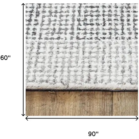 Gray And Dark Gray Wool Checkered Hand Tufted Area Rug Photo 6