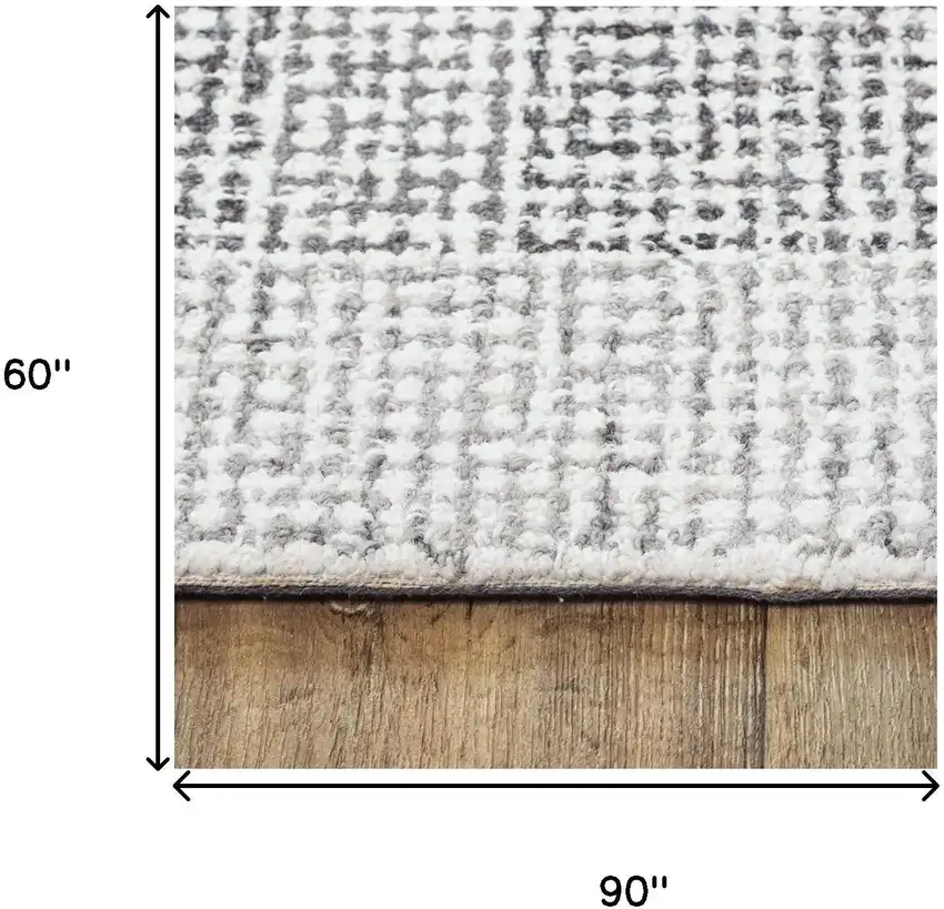 Gray And Dark Gray Wool Checkered Hand Tufted Area Rug Photo 6