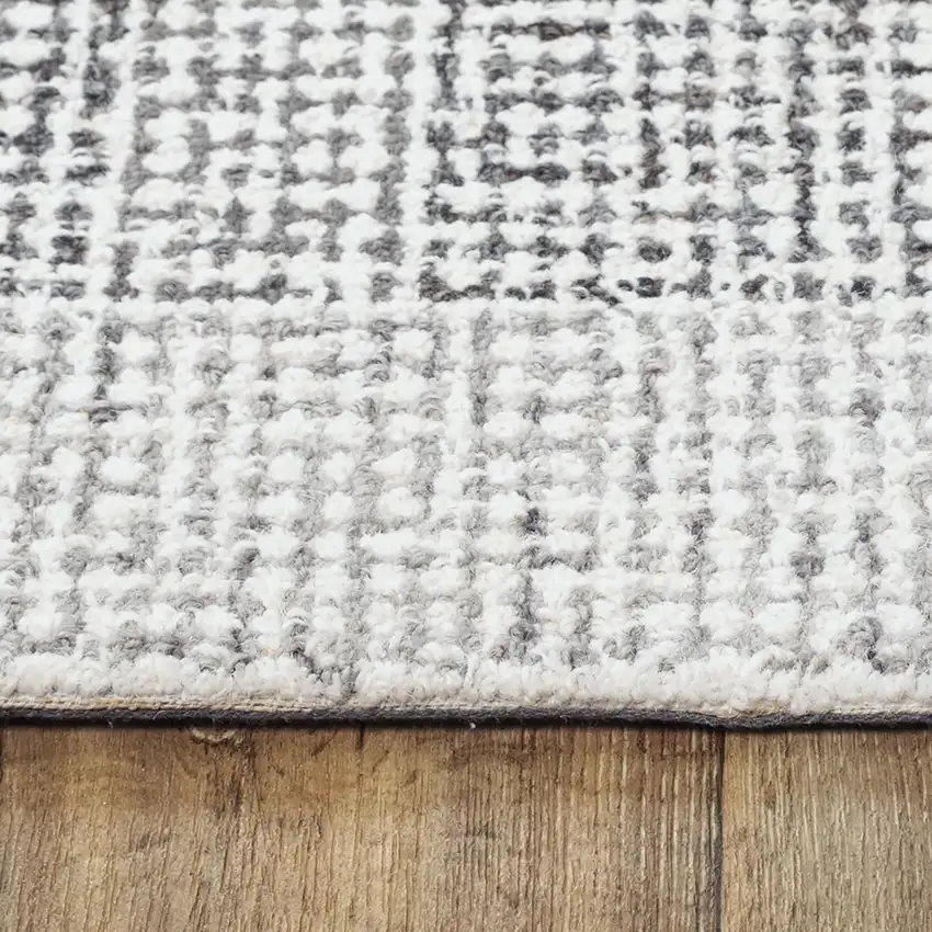Gray And Dark Gray Wool Checkered Hand Tufted Area Rug Photo 1