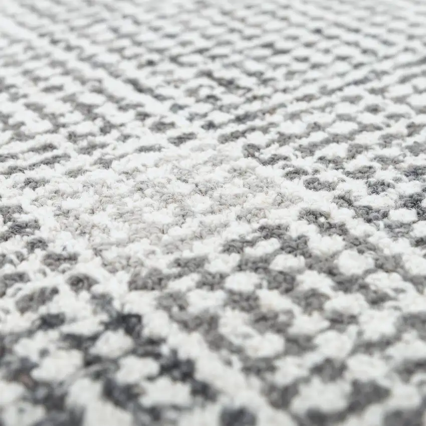 Gray And Dark Gray Wool Checkered Hand Tufted Area Rug Photo 4