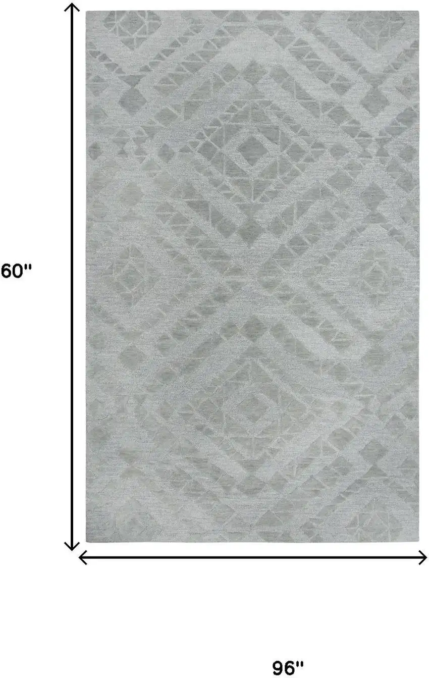 Gray And Dark Gray Wool Geometric Hand Tufted Area Rug Photo 6