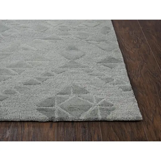 Gray And Dark Gray Wool Geometric Hand Tufted Area Rug Photo 2