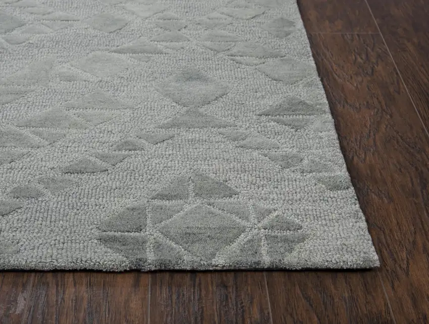 Gray And Dark Gray Wool Geometric Hand Tufted Area Rug Photo 2