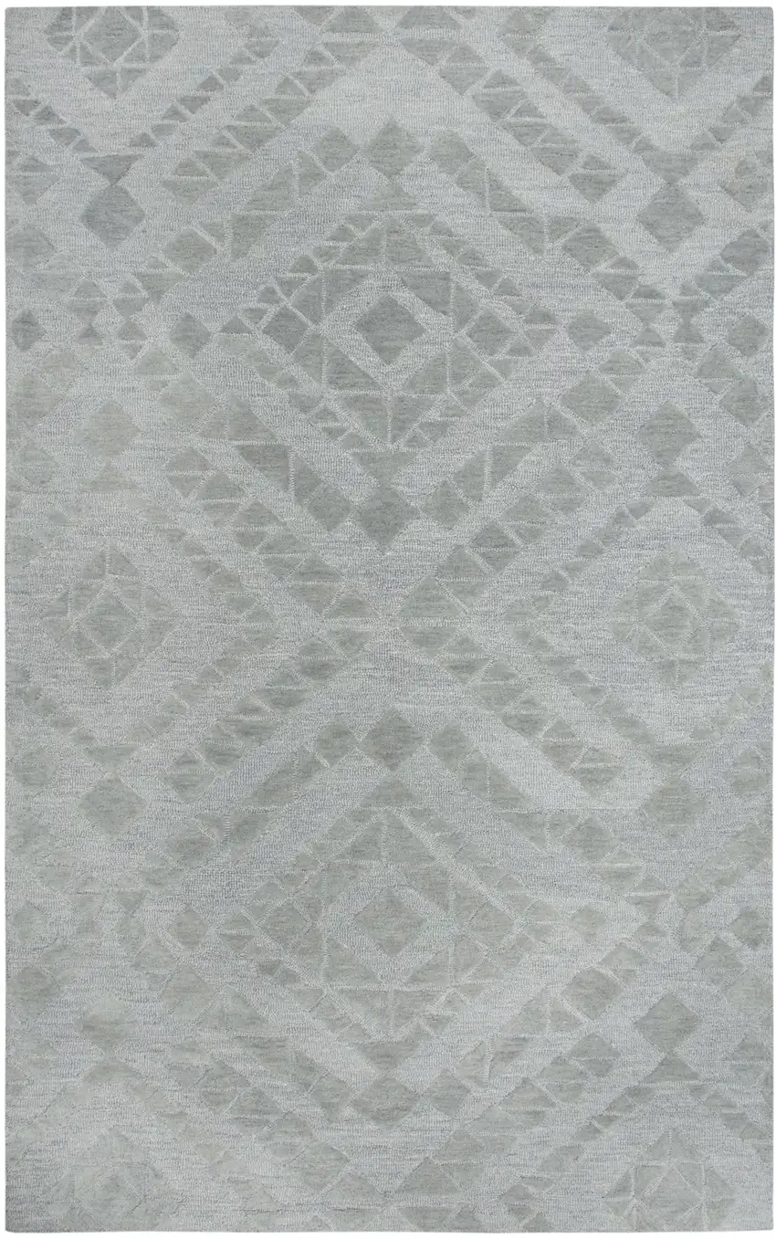 Gray And Dark Gray Wool Geometric Hand Tufted Area Rug Photo 1
