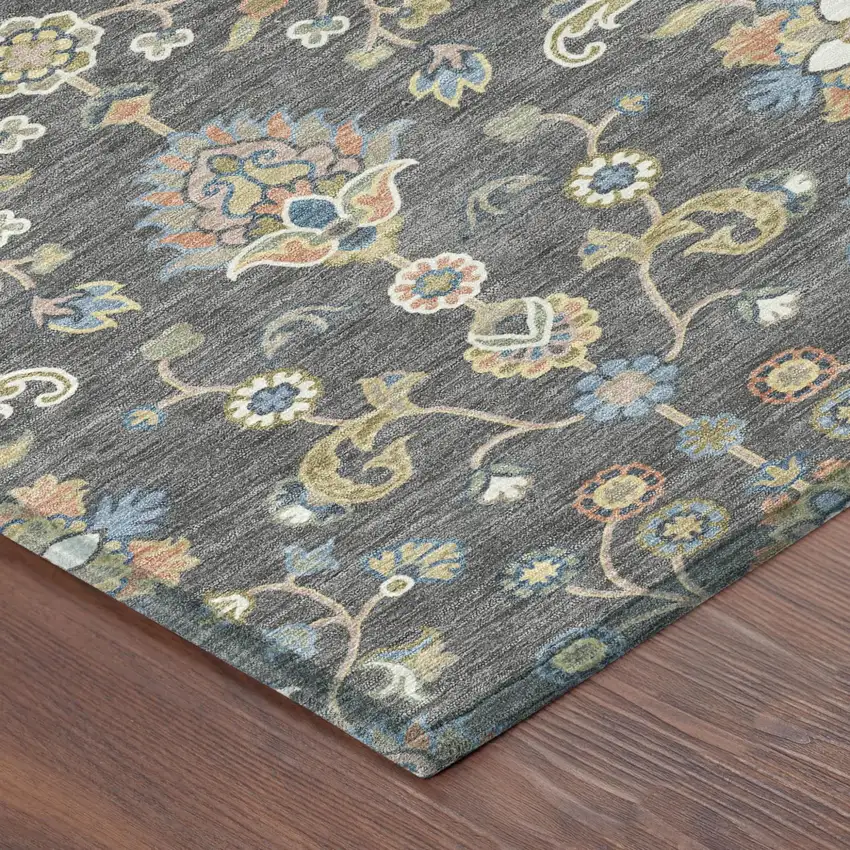 Gray And Denim Blue Abstract Washable Indoor Outdoor Area Rug Photo 4
