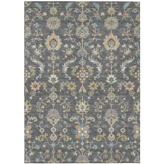 Gray And Denim Blue Abstract Washable Indoor Outdoor Area Rug Photo 1