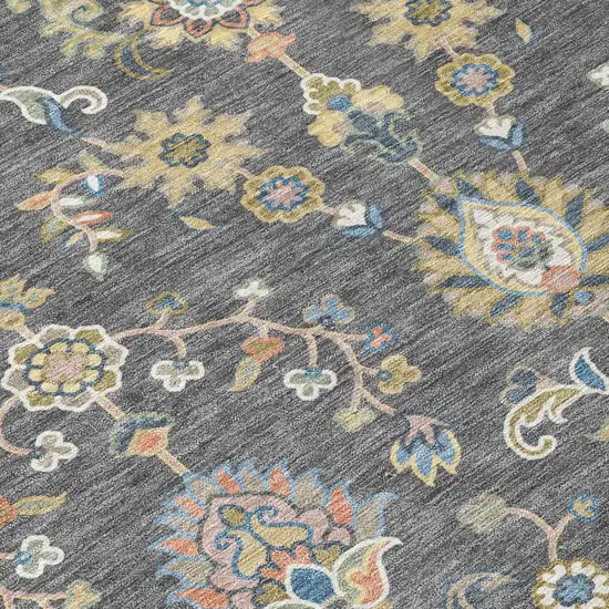 Gray And Denim Blue Abstract Washable Indoor Outdoor Area Rug Photo 5