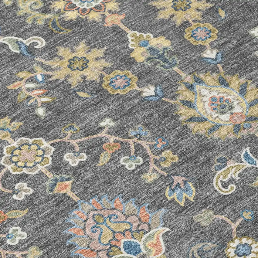 Gray And Denim Blue Abstract Washable Indoor Outdoor Area Rug Photo 5
