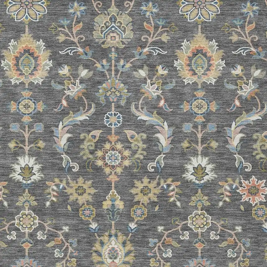 Gray And Denim Blue Abstract Washable Indoor Outdoor Area Rug Photo 2