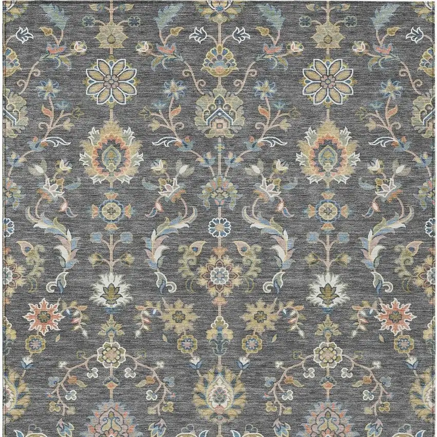 Gray And Denim Blue Abstract Washable Indoor Outdoor Area Rug Photo 3