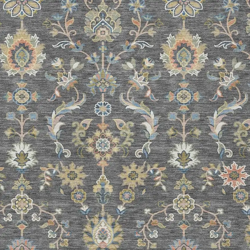 Gray And Denim Blue Abstract Washable Indoor Outdoor Area Rug Photo 2