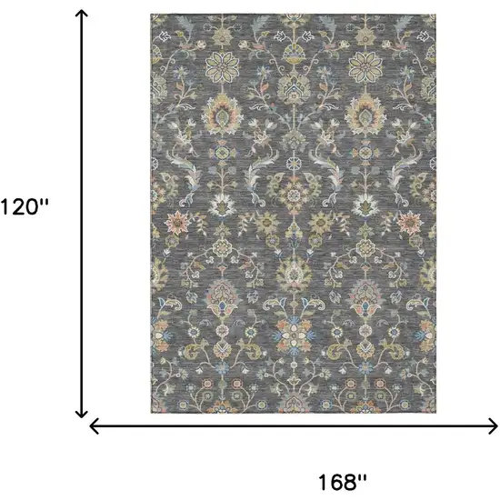 Gray And Denim Blue Abstract Washable Indoor Outdoor Area Rug Photo 6