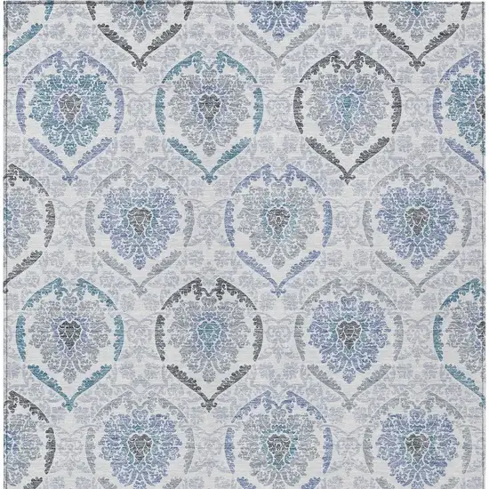 Gray And Denim Blue Medallion Washable Indoor Outdoor Area Rug Photo 7
