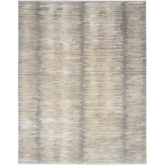Gray And Gold Abstract Area Rug With Fringe Photo 8
