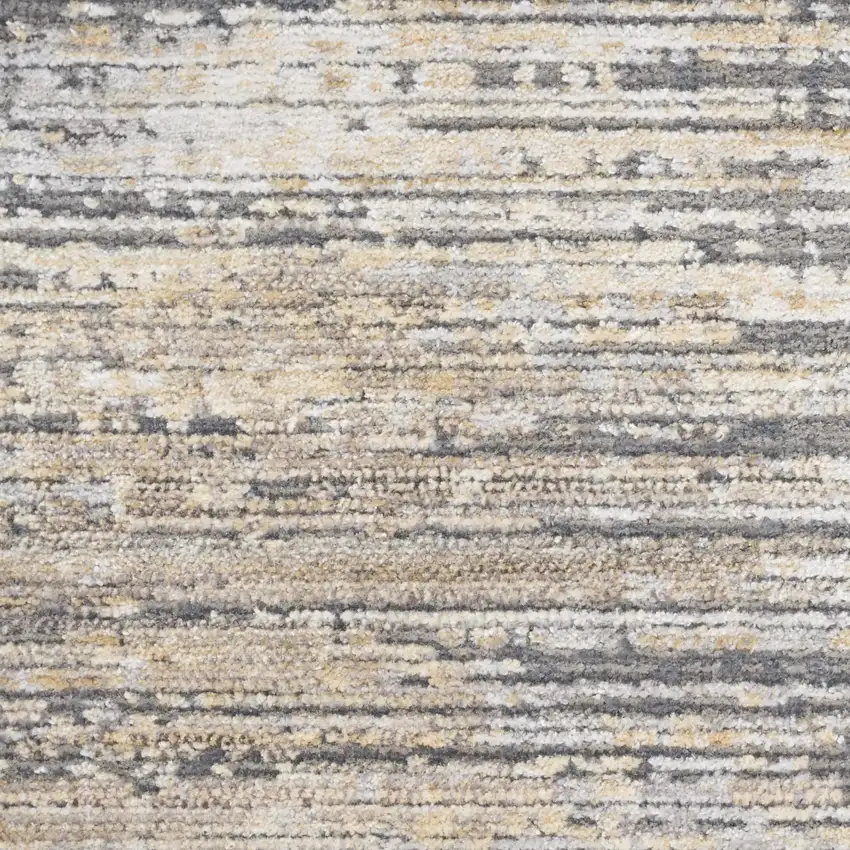 Gray And Gold Abstract Area Rug With Fringe Photo 4