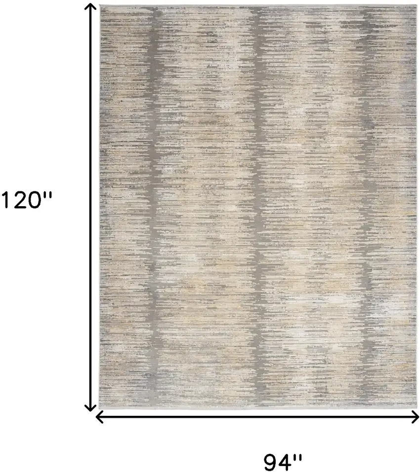 Gray And Gold Abstract Area Rug With Fringe Photo 3