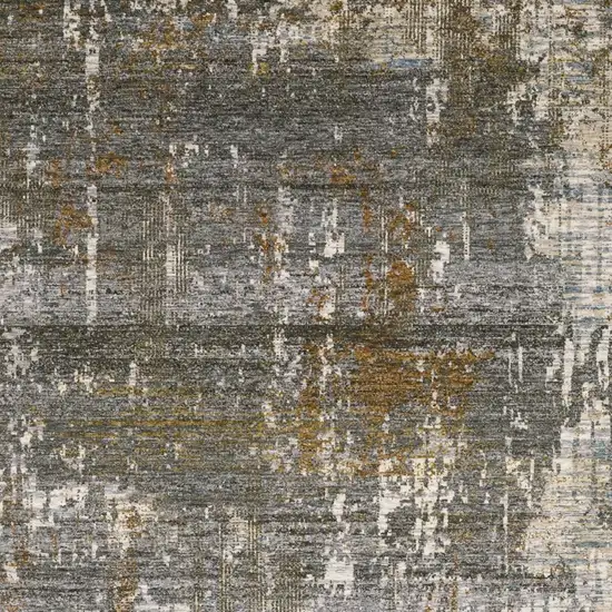 Gray And Gold Abstract Area Rug With Fringe Photo 5