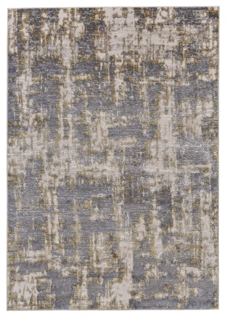 Gray And Gold Abstract Area Rug Photo 2