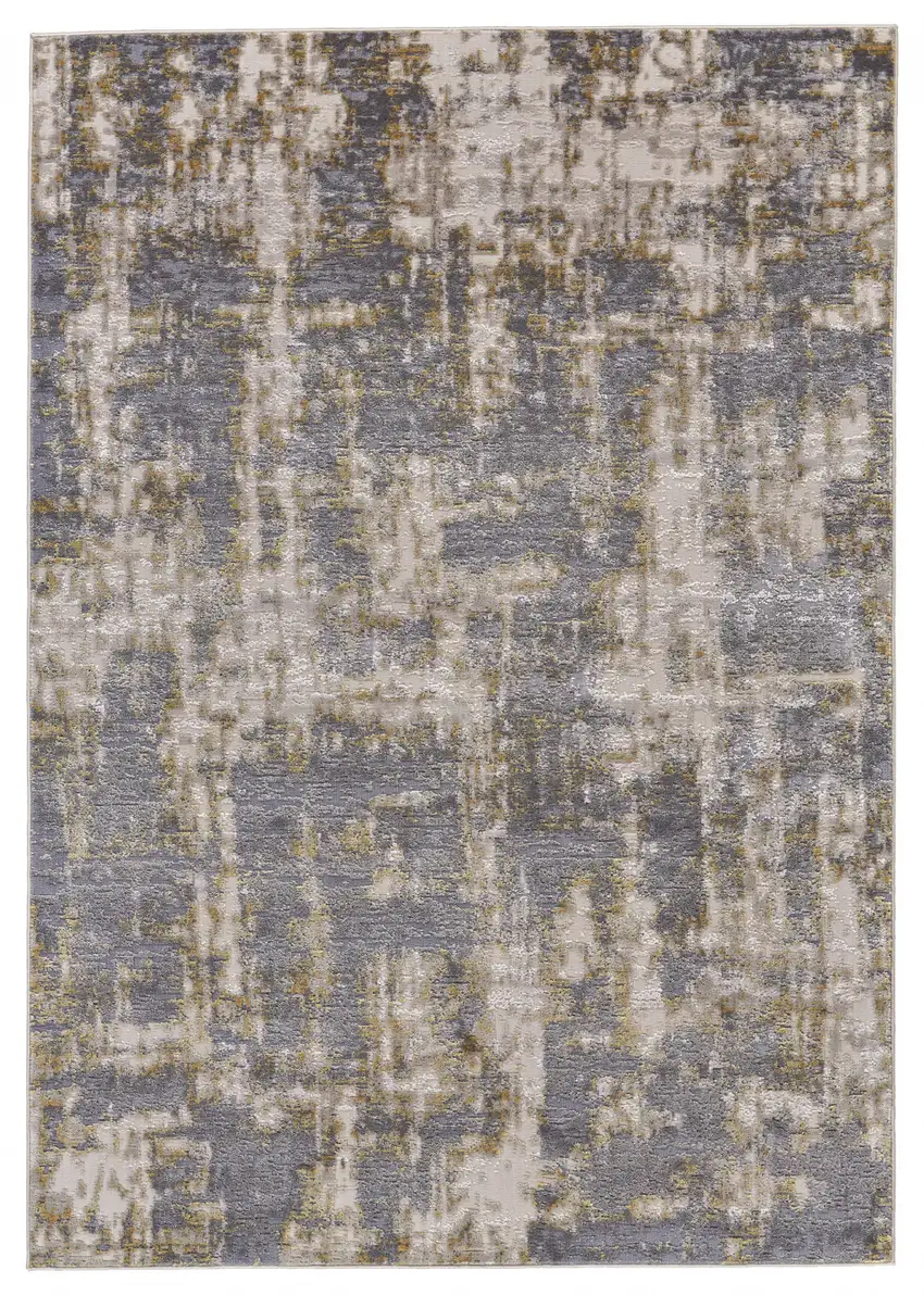 Gray And Gold Abstract Area Rug Photo 1