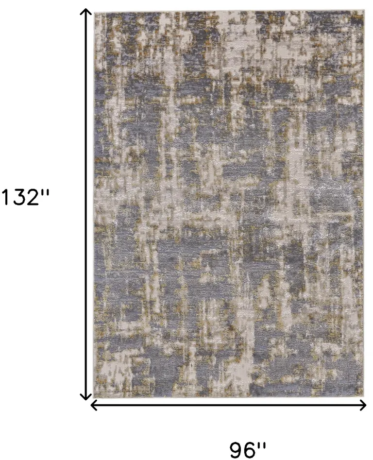 Gray And Gold Abstract Stain Resistant Area Rug Photo 3