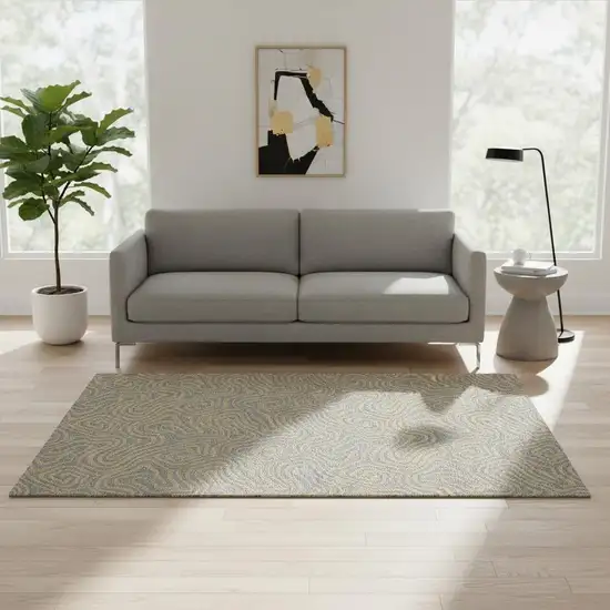 Gray And Gold Abstract Washable Area Rug With UV Protection Photo 2