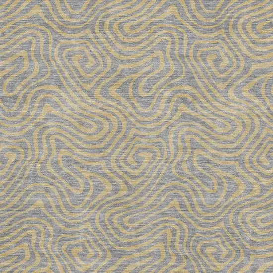 Gray And Gold Abstract Washable Area Rug With UV Protection Photo 2