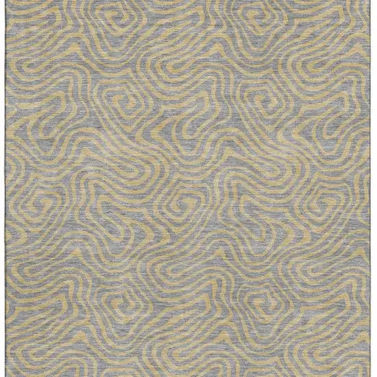 Gray And Gold Abstract Washable Area Rug With UV Protection Photo 2