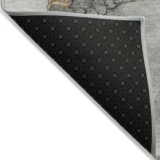 Gray And Gold Abstract Washable Indoor Outdoor Area Rug Photo 5