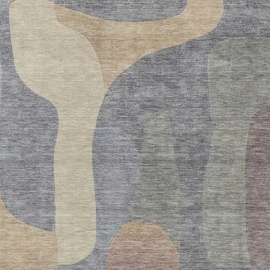 Gray And Gold Abstract Washable Indoor Outdoor Area Rug Photo 4