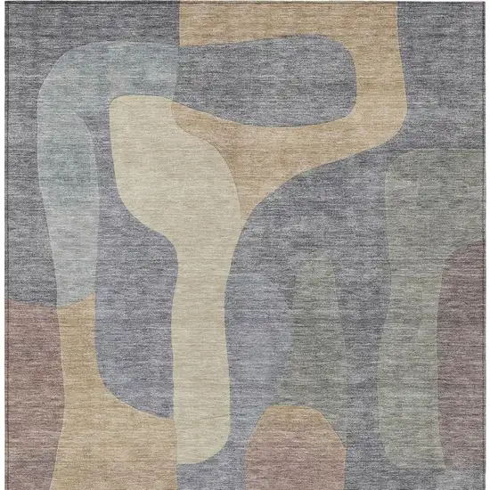Gray And Gold Abstract Washable Indoor Outdoor Area Rug Photo 4