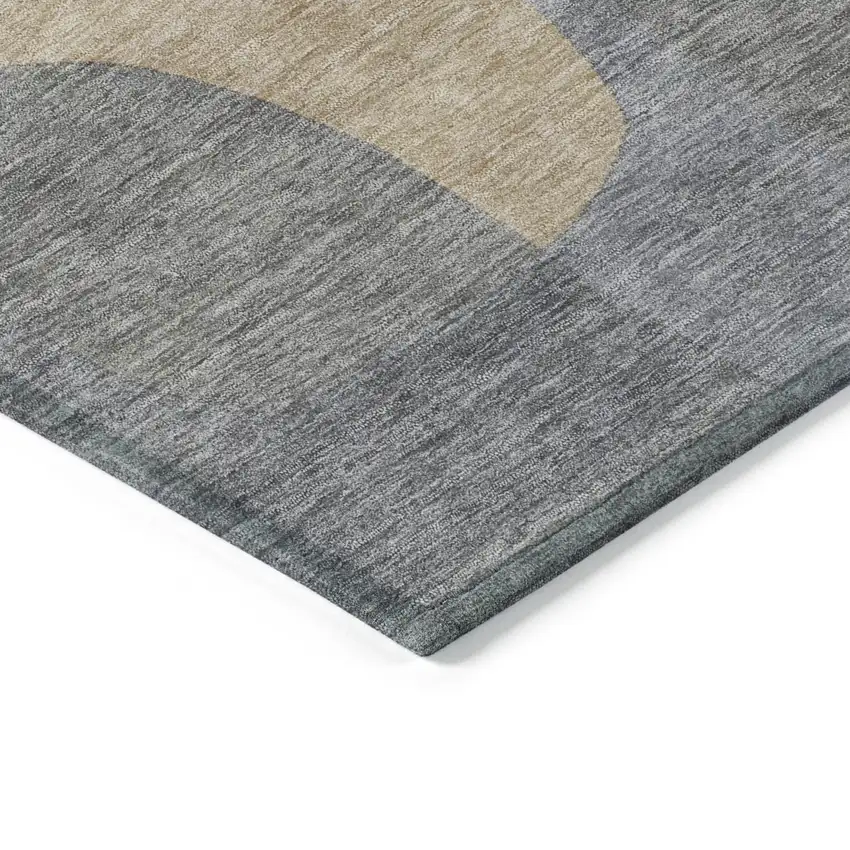 Gray And Gold Abstract Washable Indoor Outdoor Area Rug Photo 9