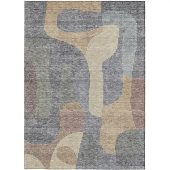 Gray And Gold Abstract Washable Indoor Outdoor Area Rug Photo 3
