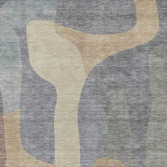 Gray And Gold Abstract Washable Indoor Outdoor Area Rug Photo 4