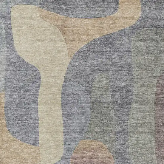 Gray And Gold Abstract Washable Indoor Outdoor Area Rug Photo 7