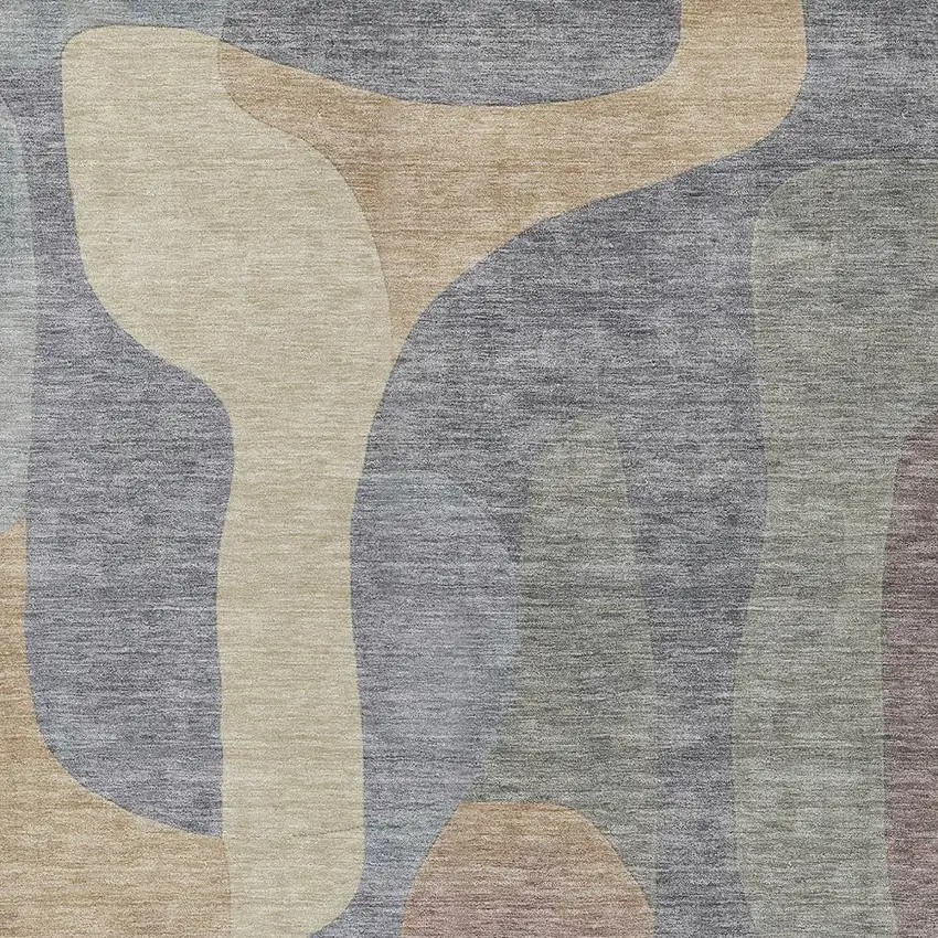 Gray And Gold Abstract Washable Indoor Outdoor Area Rug Photo 7