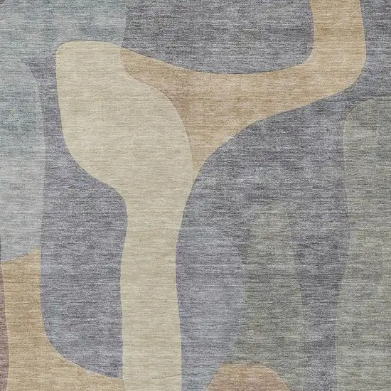 Gray And Gold Abstract Washable Indoor Outdoor Area Rug Photo 3
