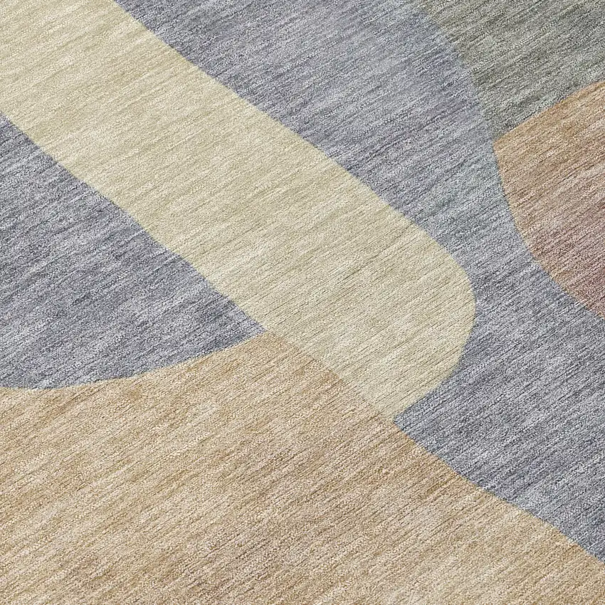Gray And Gold Abstract Washable Indoor Outdoor Area Rug Photo 9