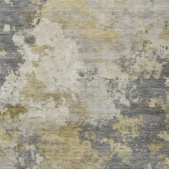 Gray And Gold Abstract Washable Indoor Outdoor Area Rug Photo 2