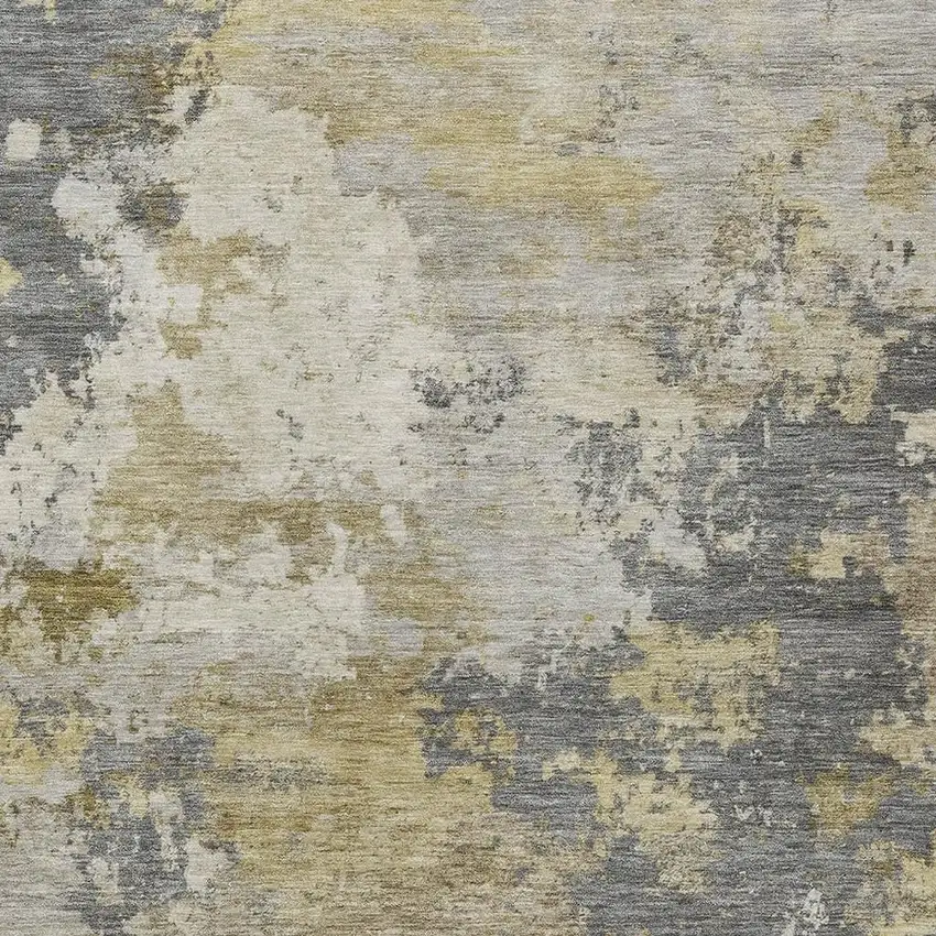 Gray And Gold Abstract Washable Indoor Outdoor Area Rug Photo 2