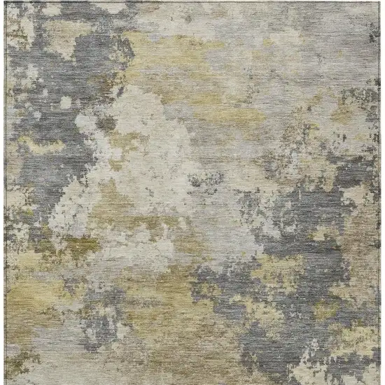 Gray And Gold Abstract Washable Indoor Outdoor Area Rug Photo 2