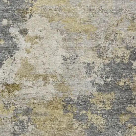 Gray And Gold Abstract Washable Indoor Outdoor Area Rug Photo 2