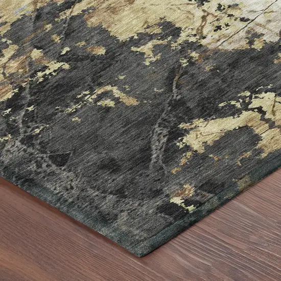 Gray And Gold Abstract Washable Indoor Outdoor Area Rug Photo 8