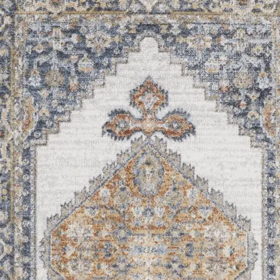 Gray And Gold Floral Medallion Distressed Washable Area Rug Photo 9