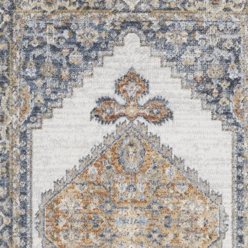 Gray And Gold Floral Medallion Distressed Washable Area Rug Photo 9