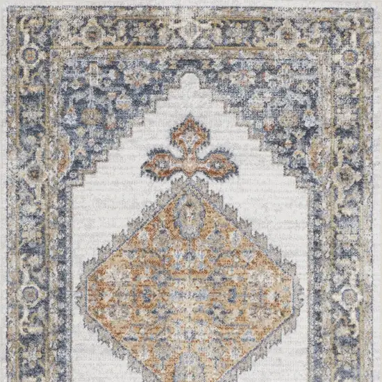 Gray And Gold Floral Medallion Distressed Washable Area Rug Photo 8