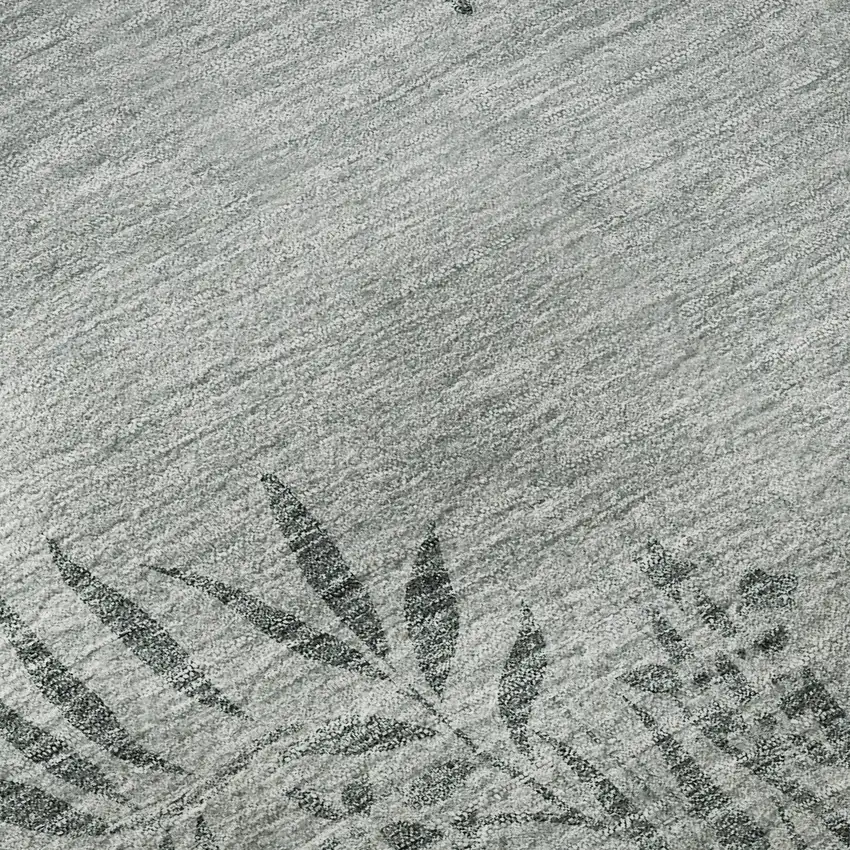 Gray And Gold Floral Washable Area Rug With UV Protection Photo 9