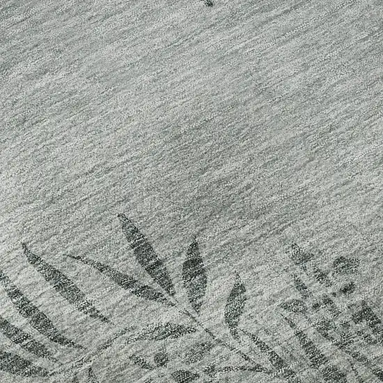 Gray And Gold Floral Washable Area Rug With UV Protection Photo 9