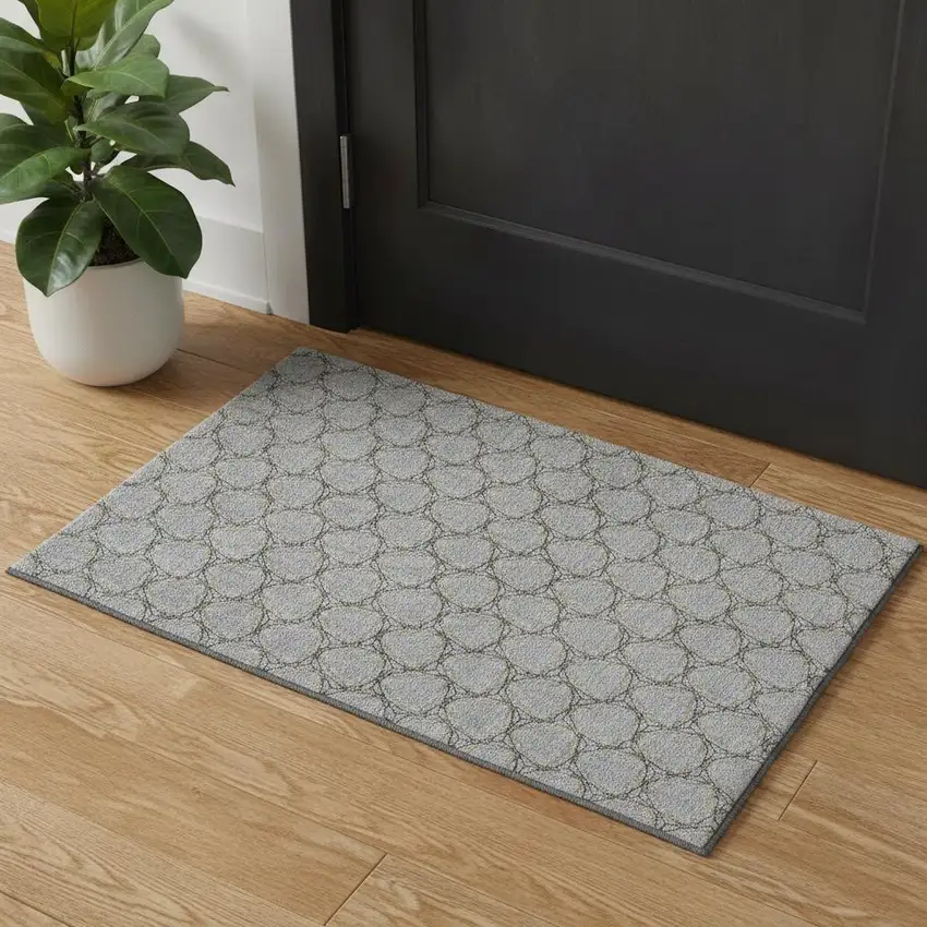 Gray And Gold Geometric Washable Area Rug With UV Protection Photo 1