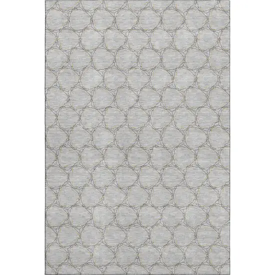 Gray And Gold Geometric Washable Area Rug With UV Protection Photo 1